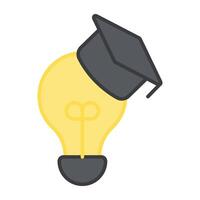 Light bulb with book, icon of creative education vector