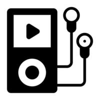 Video sign inside device, portable music device icon vector