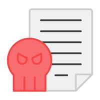 Skull with paper, flat design of file hacking vector