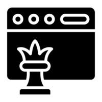 Chess piece on web page, web strategy icon vector