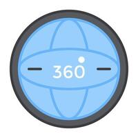 An editable design icon of 360 degree globe vector