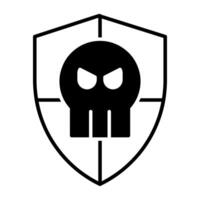 Skull with shield, solid design of security hacking vector