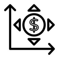 Editable linear outline design of financial chart vector