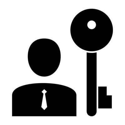 A glyph design, icon of key person