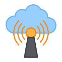 Internet signals with cloud, flat design of cloud hotspot vector