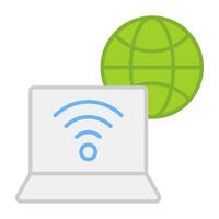 Wifi signals inside laptop, icon of laptop wifi vector