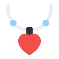 A flat design icon of beautiful heart pendant vector