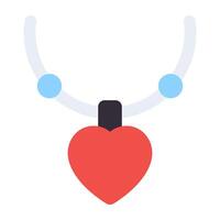 A flat design icon of beautiful heart pendant vector