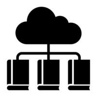 Cloud with books, icon of cloud library vector