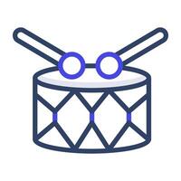 Rattle and drum icon, music drum in flat design vector