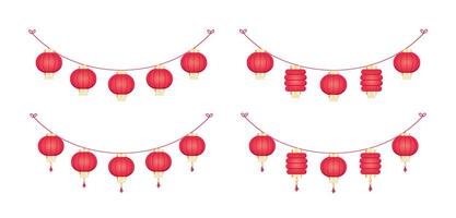 Chinese Lantern Hanging Garland Set, Chinese New Year, Lunar New Year and Mid-Autumn Festival Decoration Graphic vector