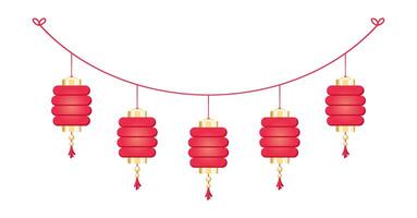 Chinese Lantern Hanging Garland, Lunar New Year and Mid-Autumn Festival Decoration Graphic vector