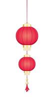 Red Hanging Chinese Lantern, Lunar New Year and Mid-Autumn Festival Decoration Graphic. Decorations for the Chinese New Year. Chinese lantern festival. vector