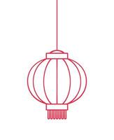 Red Hanging Chinese Lantern Outline Doodle, Lunar New Year and Mid-Autumn Festival Decoration Graphic. Decorations for the Chinese New Year. Chinese lantern festival. vector