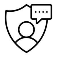 Message bubbles with shield, icon of secure chat vector