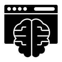 A glyph design, icon of online brain vector
