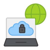 A flat design, icon of secure connected device vector