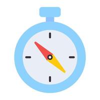 A directional instrument icon, flat design of compass vector