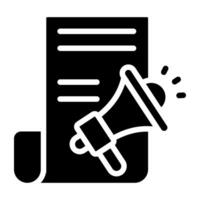 Folded paper with megaphone, content marketing icon vector
