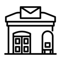 Building with mail envelope denoting post office building icon vector