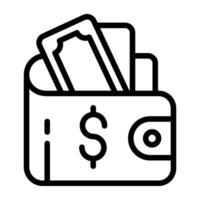 An outline design, icon of wallet vector