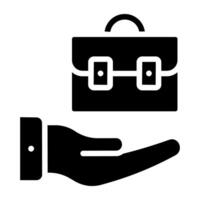 Briefcase on hand, job offer icon vector