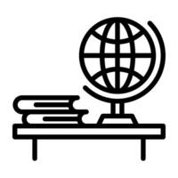 Globe with books, worldwide education icon vector