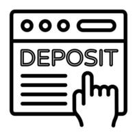 Icon of online deposit, outline design vector