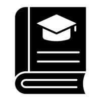 un glifo diseño, icono de graduación libro vector