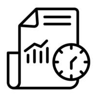 Analytical report with time, project deadline icon vector