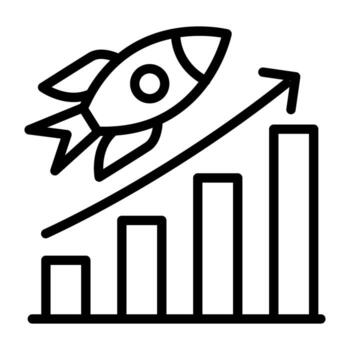 Data with rocket, business launch icon vector