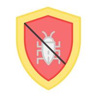 Bug inside shield with slash denoting concept of no antivirus vector