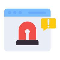 A flat design, icon of web alert vector