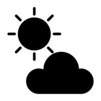 Sun with cloud, icon of sunny day vector