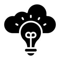 nube con brillante bulbo, concepto de nube idea icono vector