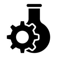 Gear with flask, lab management icon in modern style vector