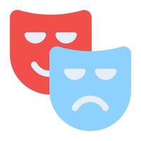 Face masks, theme party icon in flat vector design