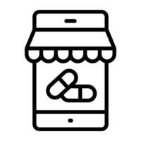 Pills inside smartphone, mobile pharmacy icon vector