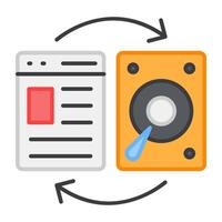 A flat design, icon of hard drive transfer vector