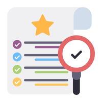 Checklist with magnifying glass, search list icon vector