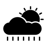 Cloud with sun depicting partly sunny icon vector