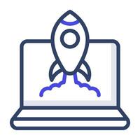 Missile rocket launcher icon in flat design. vector