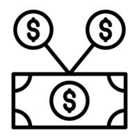 Banknote with connections, financial network icon vector