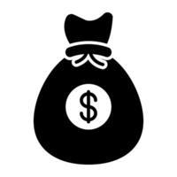 A glyph design, icon of money bag vector