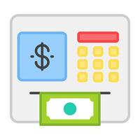 A flat design, icon of atm withdrawal vector