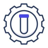 Test tube inside gear, lab management icon vector