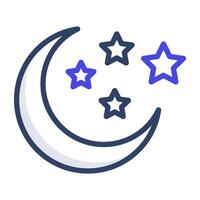 A trendy vector design of moon with stars, nighttime