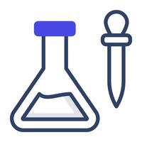 Dropper with flask, icon of lab apparatus vector