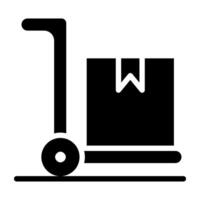 Parcel on trolley, luggage cart icon vector