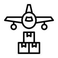 Cargo Parcels with airplane, air cargo icon vector